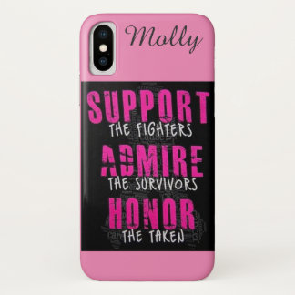 Pink Fight Breast Cancer Ribbon Gift Custom Text iPhone XS Case