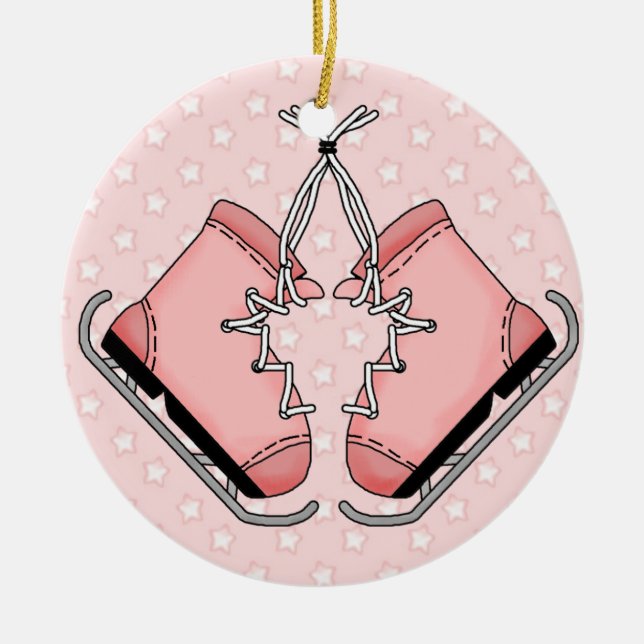 Pink Figure Skates Keepsake Ornament (Front)