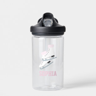 Pink Figure Skates Personalized Girls Water Bottle