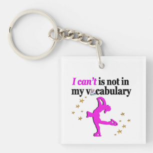 PINK FIGURE SKATING GOALS AND DREAMS KEYCHAIN