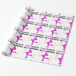 PINK FIGURE SKATING GOALS AND DREAMS WRAPPING PAPER