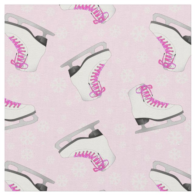Pink Figure Skating Pattern Fabric (Close Up)