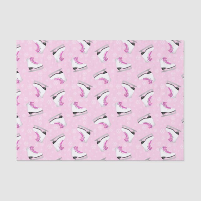 Pink Figure Skating Pattern Tissue Paper (Front)