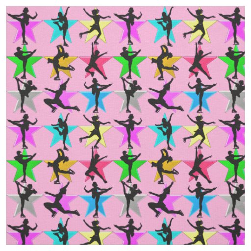 PINK FIGURE SKATING SUPER STAR FABRIC