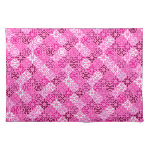 Pink Filigree Diamond Pattern  Cloth Placemat