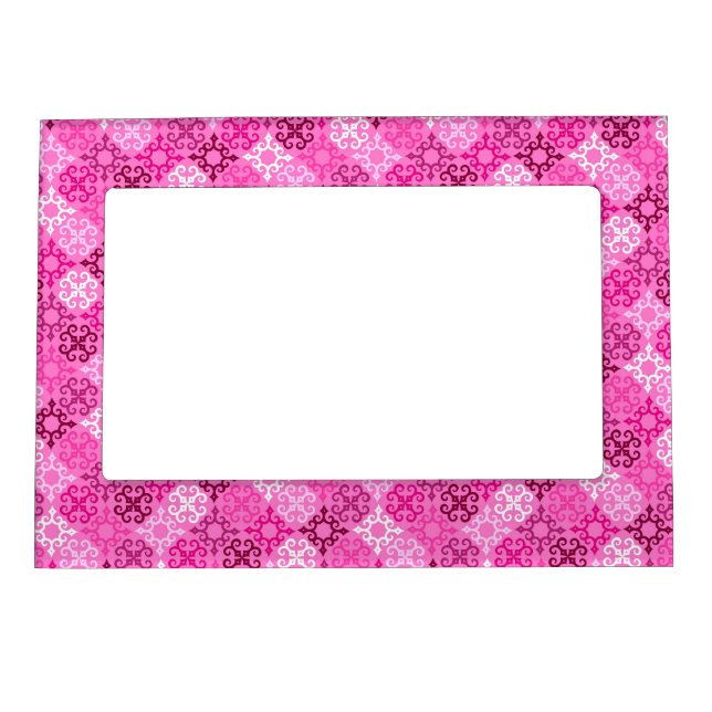 Pink Filigree Diamond Pattern  Magnetic Frame (Front)