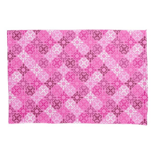 Pink Filigree Diamond Pattern  Pillow Case (Front)