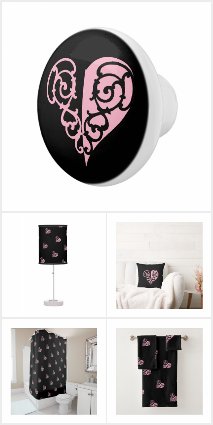Pink Filigree Heart Home Decor Collection
