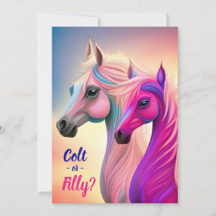 Pink Filly & Blue Colt Gender Reveal Invitation