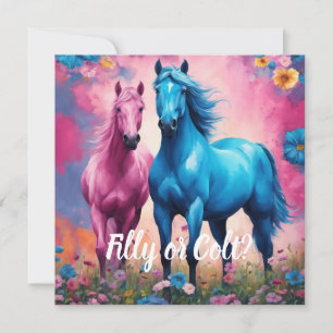Pink Filly & Blue Colt Western Style Gender Reveal Invitation