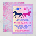 Pink Filly &amp; Blue Colt Western Style Gender Reveal Invitation