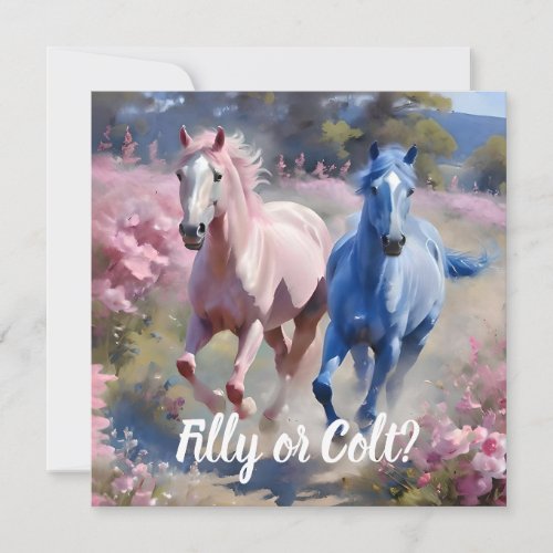 Pink Filly  Blue Colt Western Style Gender Reveal Invitation