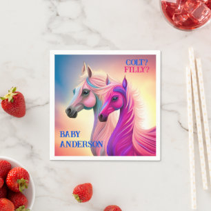 Pink Filly & Blue Colt Western Style Gender Reveal Napkins