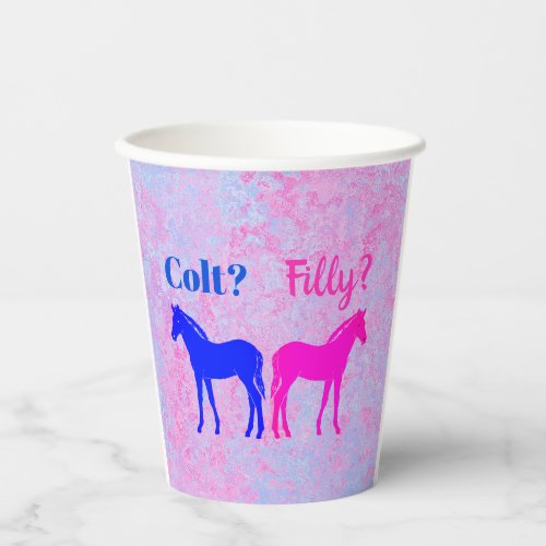 Pink Filly  Blue Colt Western Style Gender Reveal Paper Cups