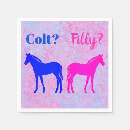 Pink Filly &amp; Blue Colt Western Style Gender Reveal Paper Napkin