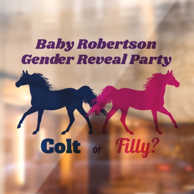 Pink Filly or Blue Colt Gender Reveal Party  Window Cling (Sheet 2)