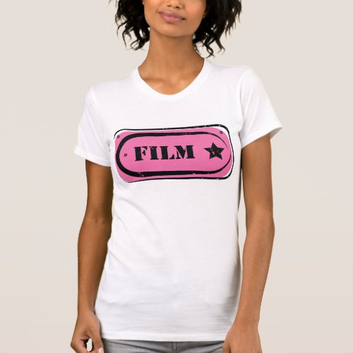 Pink Film Ticket Womens T_Shirt