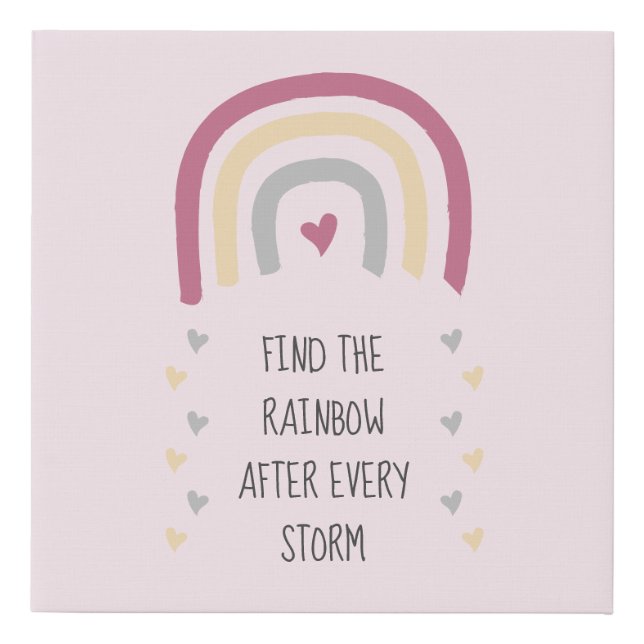 Pink Find the Rainbow after Storm Faux Canvas Print (Front)