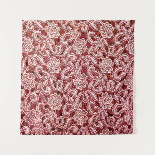 Pink fine lace texture with seamless beautiful vin tapestry (Front)
