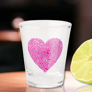 Pink Fingerprint Heart Love Shot Glass