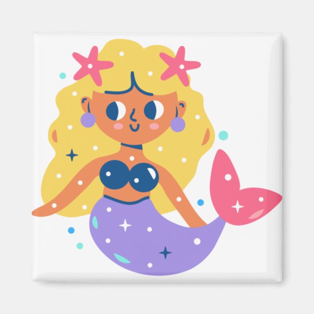 Pink Fins mermaid Magnet (Front)