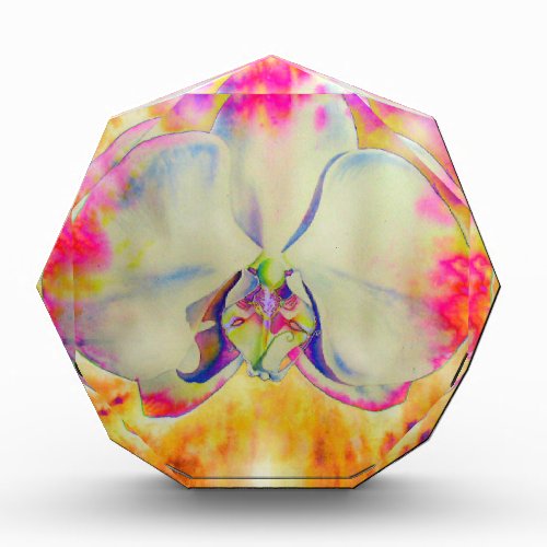 Pink Fire Orchid  surreal watercolor florals  Award