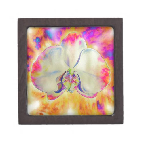 Pink Fire Orchid  surreal watercolor florals  Keepsake Box