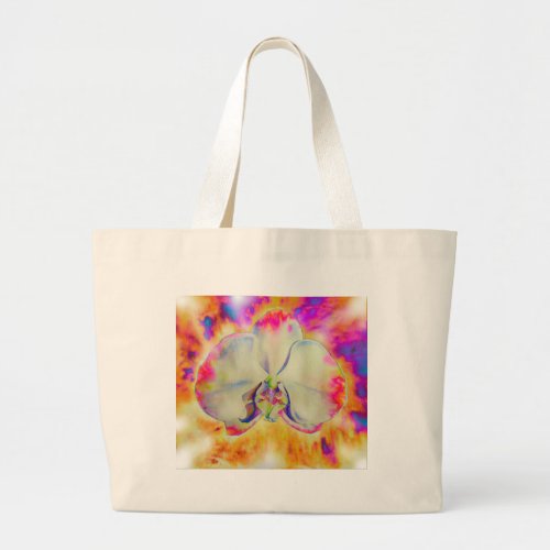Pink Fire Orchid  surreal watercolor florals  Large Tote Bag
