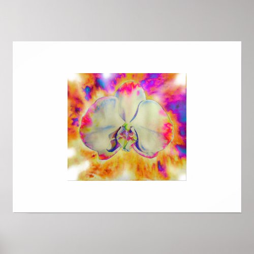 Pink Fire Orchid  surreal watercolor florals  Poster