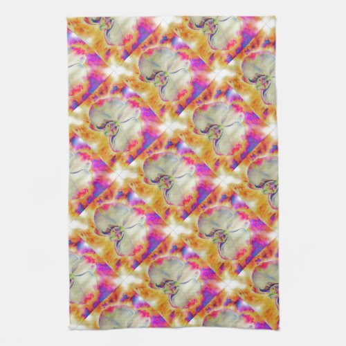 Pink Fire Orchid  surreal watercolor florals  Towel