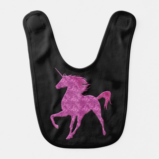 Pink Fire Unicorn Baby Bib (Front)