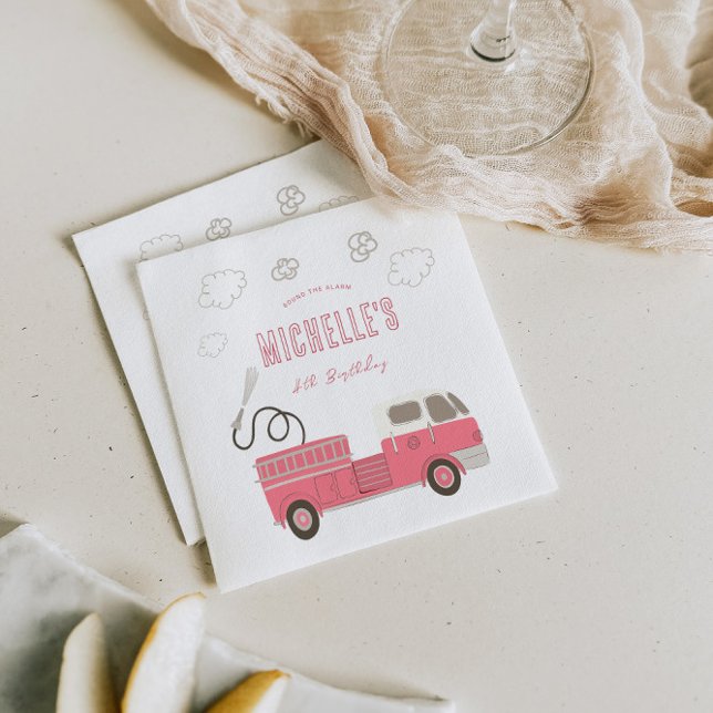 Pink Firetruck Birthday Napkins (Creator Uploaded)