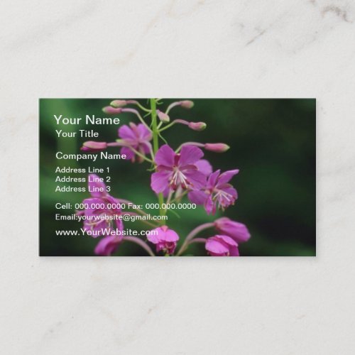 Pink Fireweed flowers Business Card Templates
