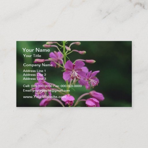 Customizable Pink Fireweed flowers Business Card Templates