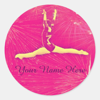 Pink "fireworks" gymnast sticker