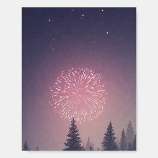 Pink Fireworks Over Pine Forest Foam Board