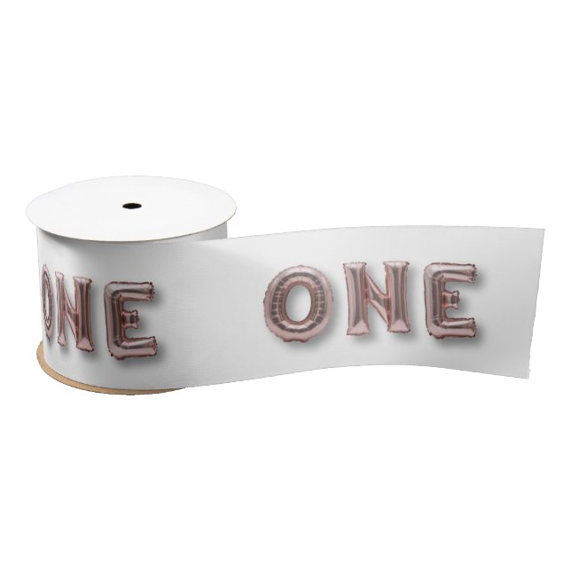Pink First Birthday Foil Balloons Satin Ribbon (Spool)