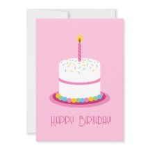 Pink first birthday girl smash cake card