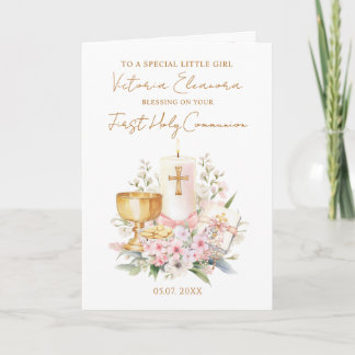 Pink First Holy Communion Chalice Candle Card