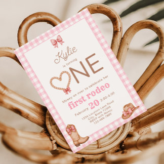 Pink First Rodeo 1st Birthday Invitation