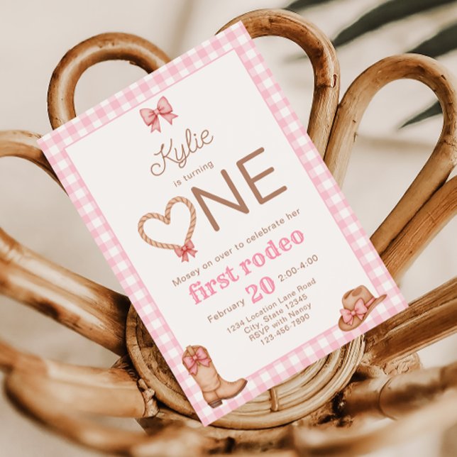Pink First Rodeo 1st Birthday Invitation (Creator Uploaded)