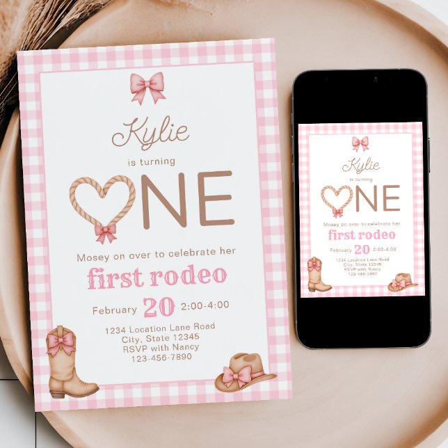 Pink First Rodeo 1st Birthday Invitation (Creator Uploaded)