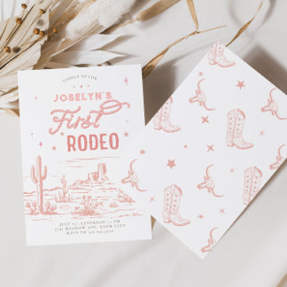 Pink First Rodeo Birthday Invitation