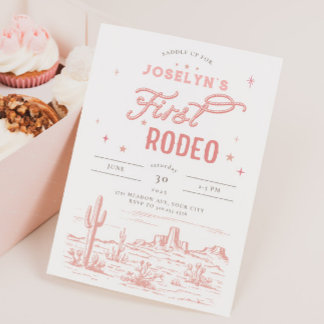 Pink First Rodeo Birthday Invitation