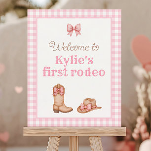 Pink First Rodeo Birthday Sign