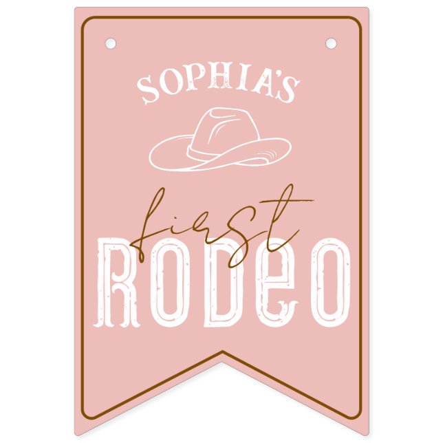 Pink First Rodeo Photo Banner – Cowgirl 1st Birthd (Sixteenth Flag)
