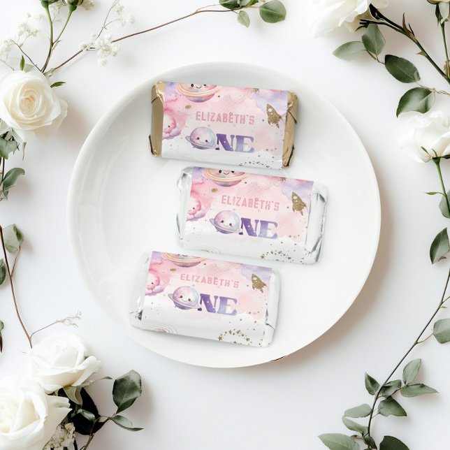 Pink First trip around the sun 1st Girl birthday Hershey's Miniatures (Creator Uploaded)