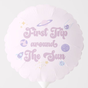 Pink First Trip Around The Sun Space 1st Birthday Balloon
