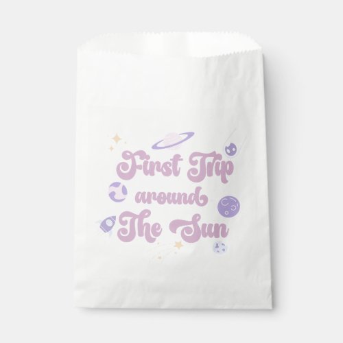 Pink First Trip Around The Sun Space 1st Birthday Favor Bag