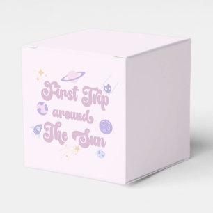 Pink First Trip Around The Sun Space 1st Birthday Favor Boxes